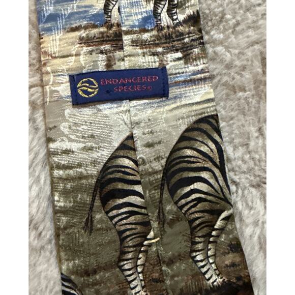 Endangered Species Zebra Safari Wildlife Necktie Silk Nature Animal Print - Picture 4 of 6